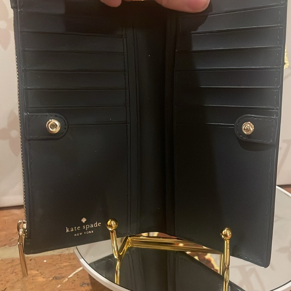 Kate Spade Flower Jacquard Wallet Blue Multi - slim - Picture 8 of 9